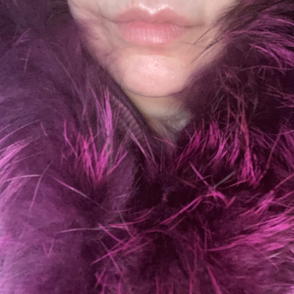 Adrienne Landau Magenta Racoon Collar - New Without Tags